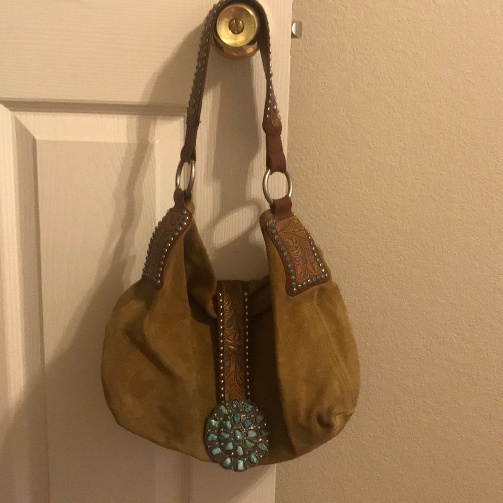 Western slouchy bag purse with Turquoise